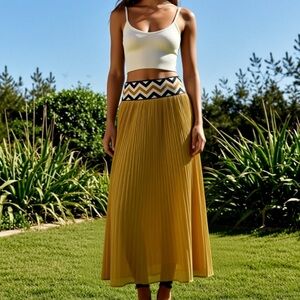 Dear Creatures Mustard Chevron Maxi Skirt